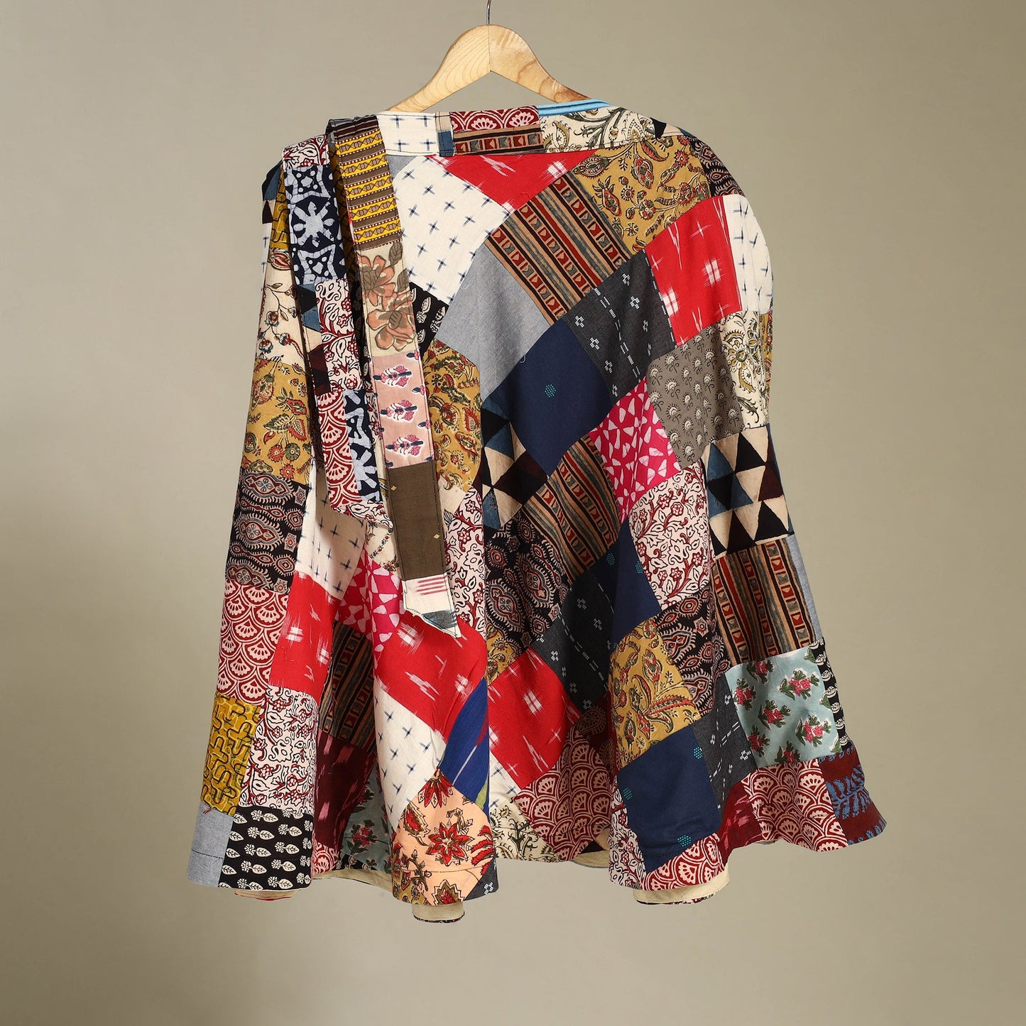 Multicolor - wrap around patchwork cotton skirt 14