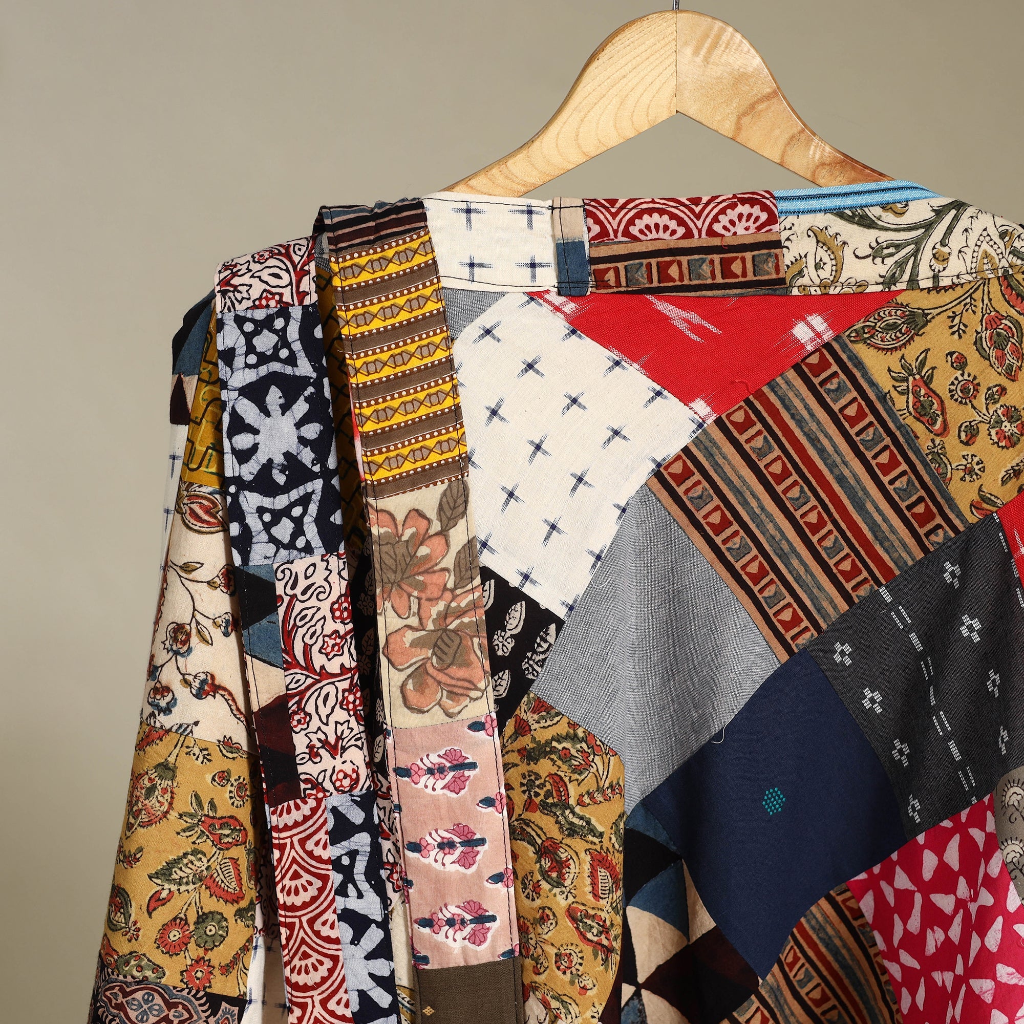 Multicolor - wrap around patchwork cotton skirt 14