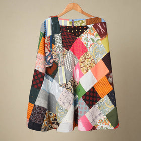 Multicolor Wrap Around Patchwork Cotton Skirt