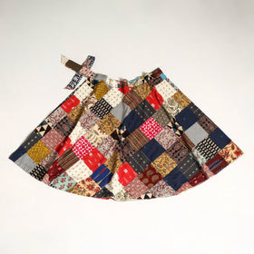 Multicolor - wrap around patchwork cotton skirt 14