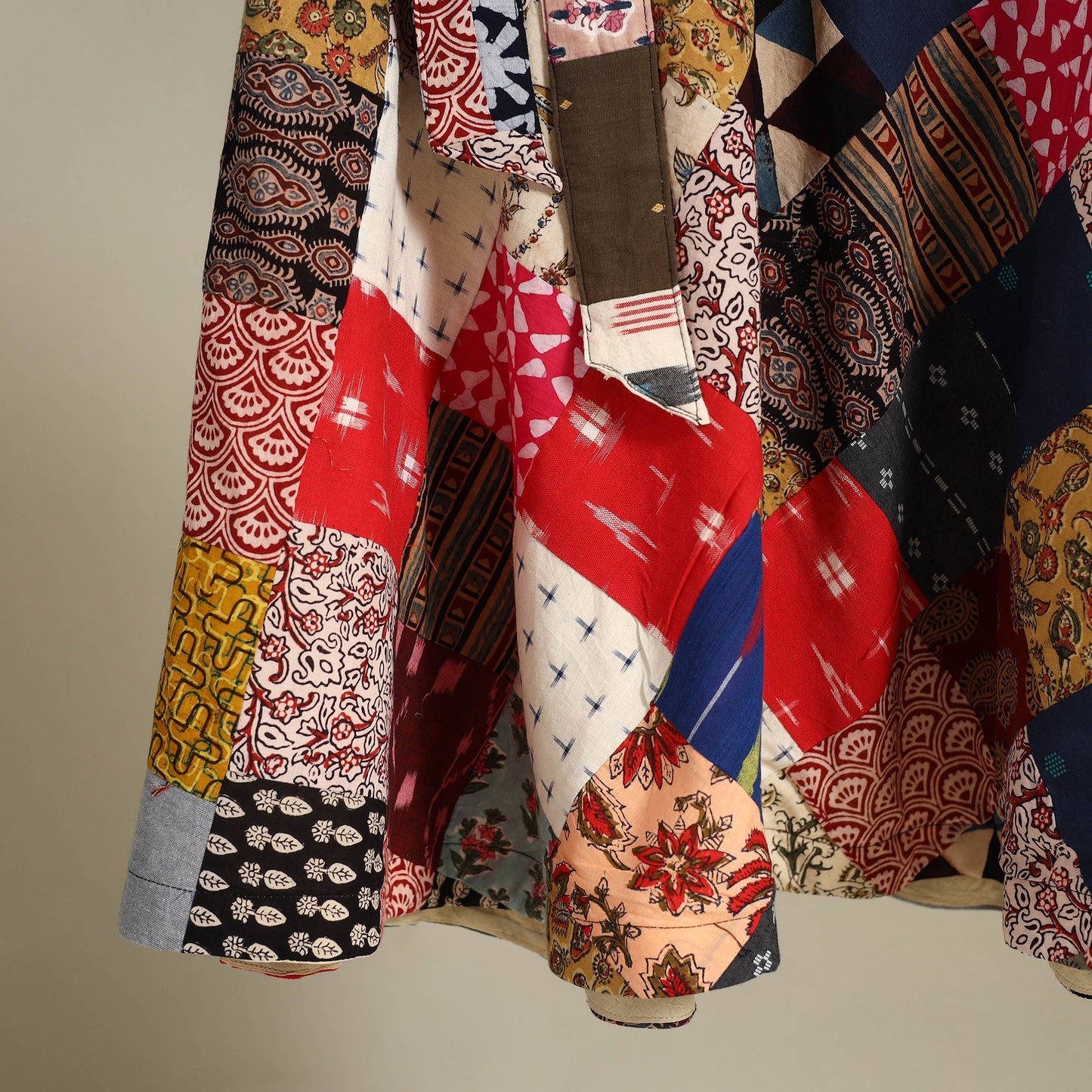 Multicolor - wrap around patchwork cotton skirt 14