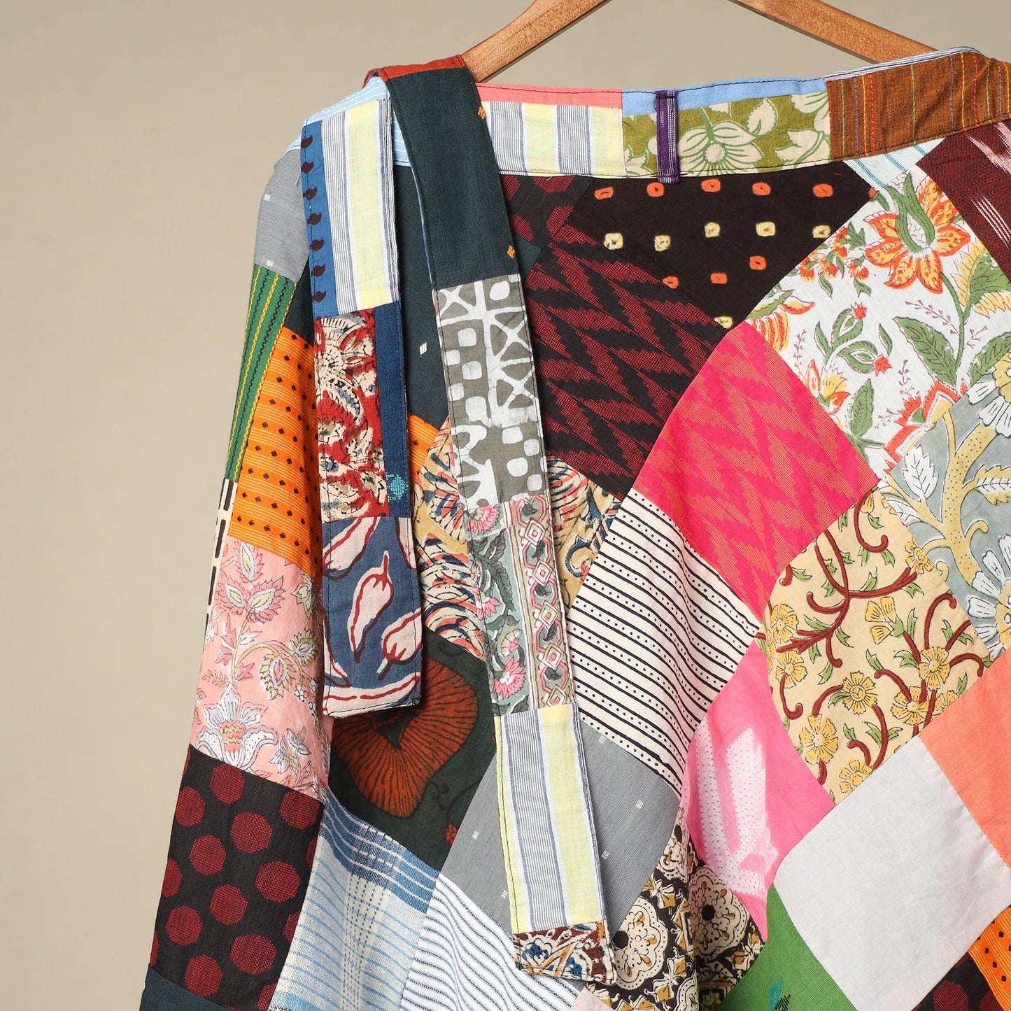 Multicolor Wrap Around Patchwork Cotton Skirt