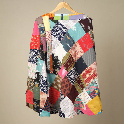 Multicolor Wrap Around Patchwork Cotton Skirt