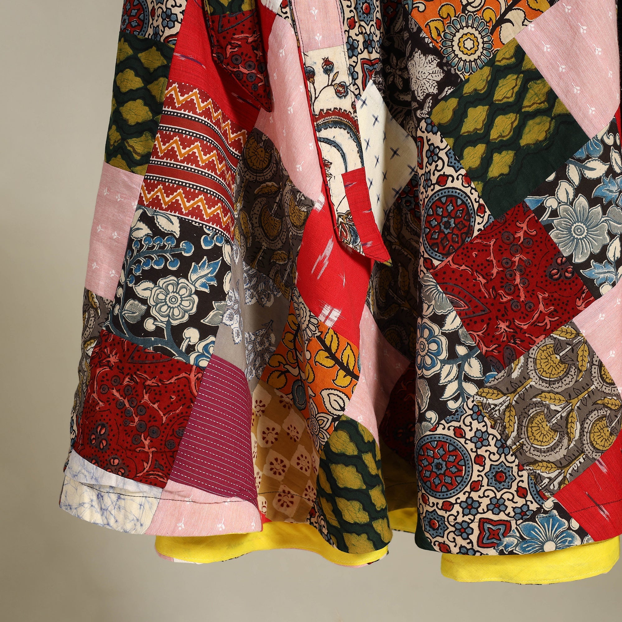 Multicolor - wrap around patchwork cotton skirt 15