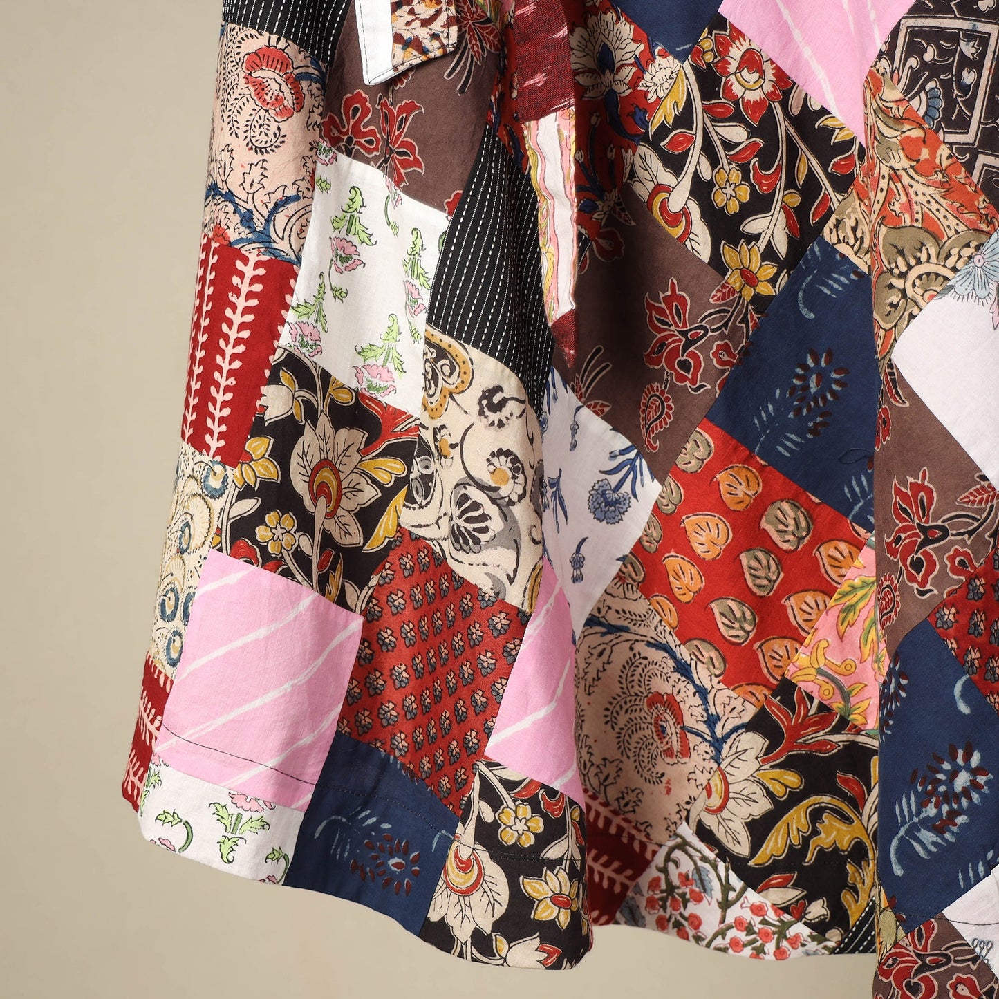 Multicolor Wrap Around Patchwork Cotton Skirt