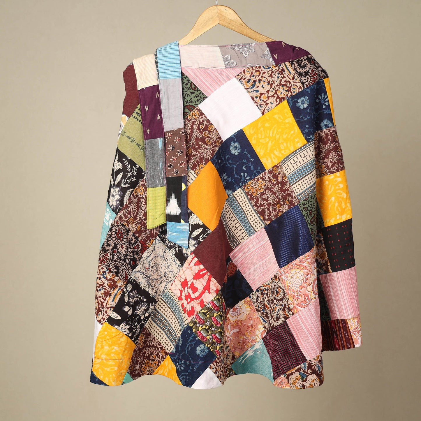 Multicolor Wrap Around Patchwork Cotton Skirt