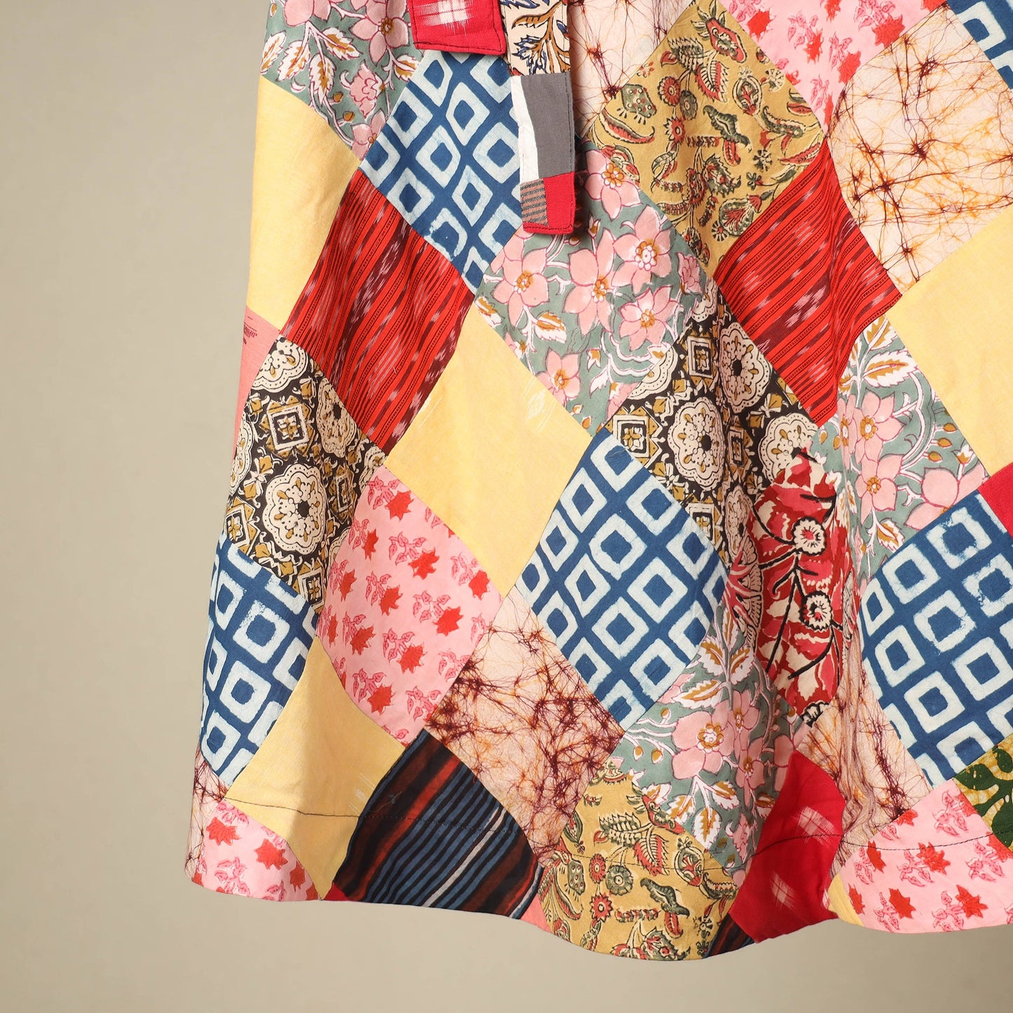 Multicolor Wrap Around Patchwork Cotton Skirt