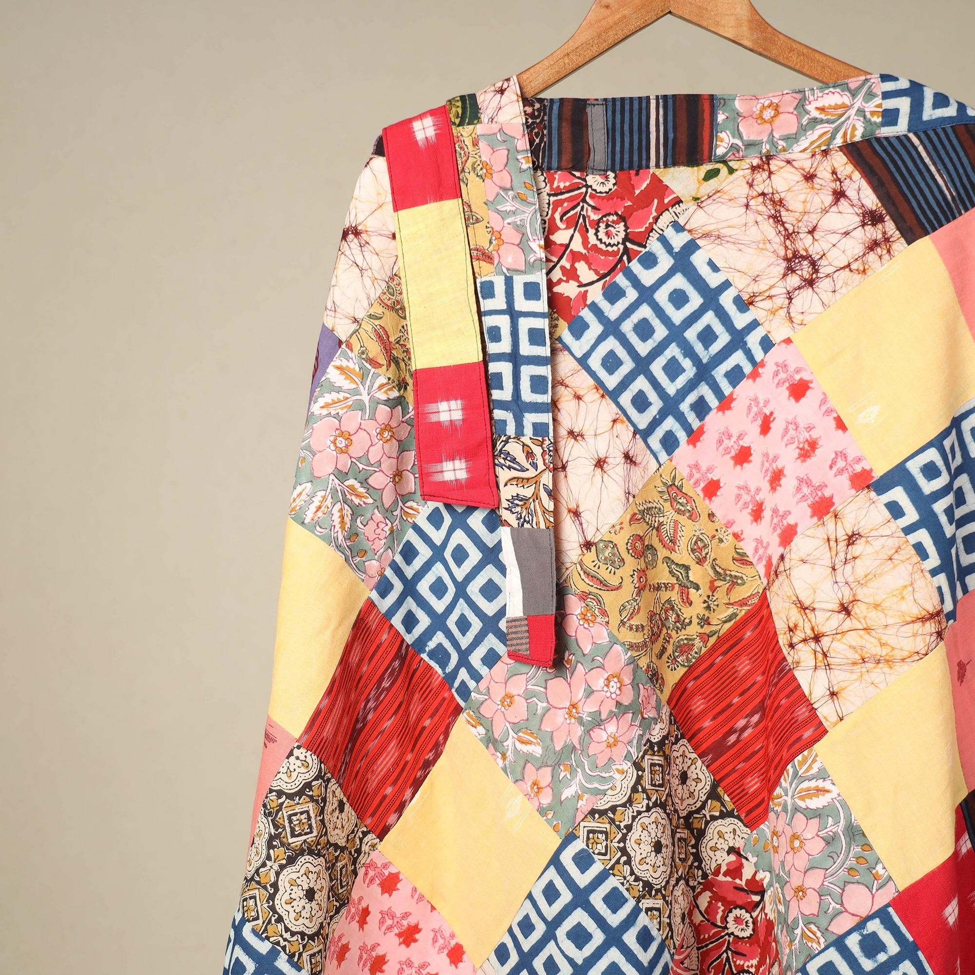 Multicolor Wrap Around Patchwork Cotton Skirt