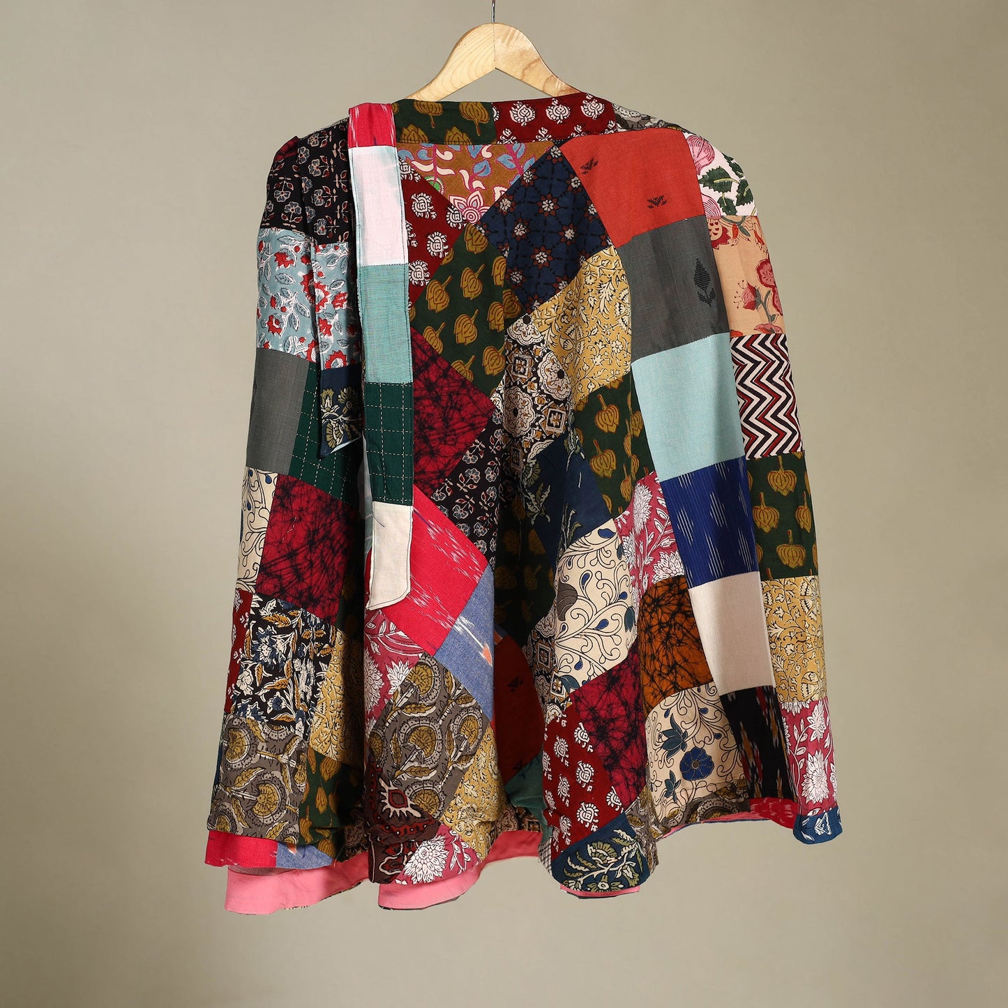 Multicolor Wrap Around Patchwork Cotton Skirt 