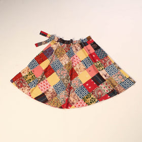 Multicolor Wrap Around Patchwork Cotton Skirt