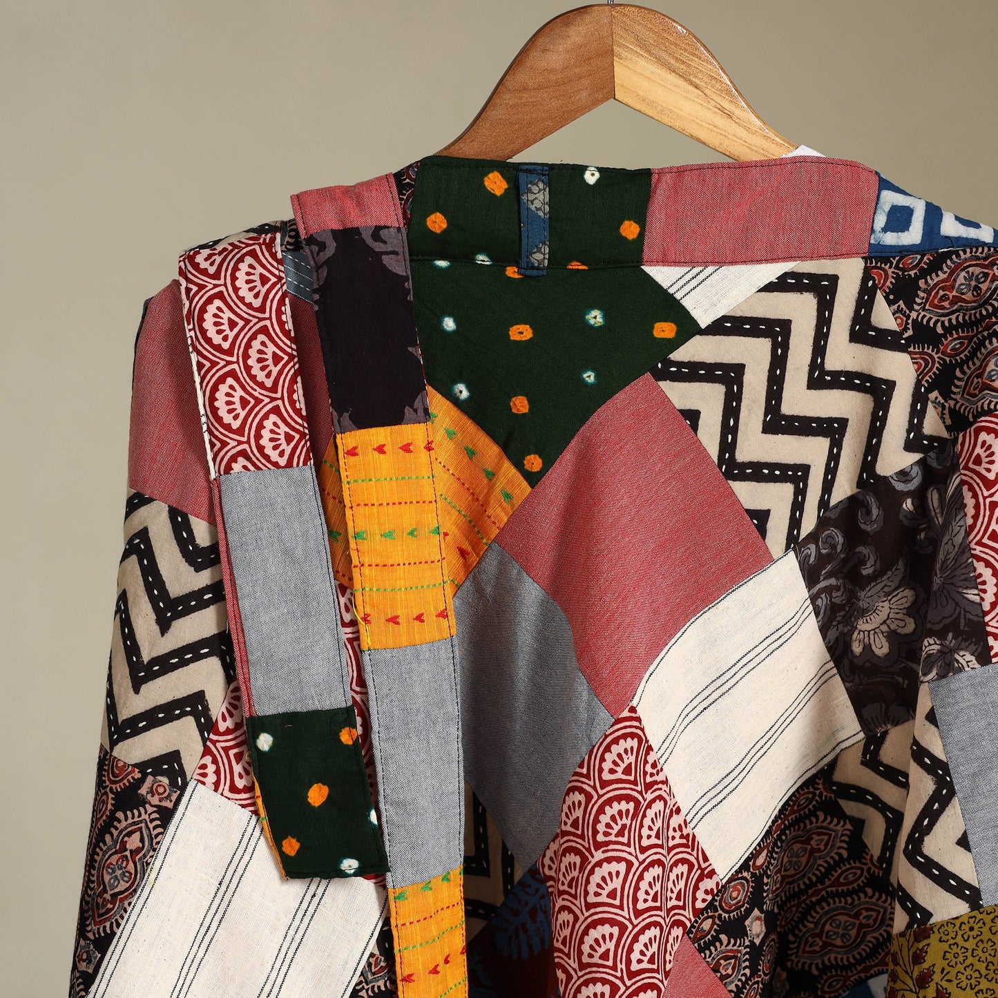 Multicolor Wrap Around Patchwork Cotton Skirt 