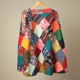 Multicolor Wrap Around Patchwork Cotton Skirt