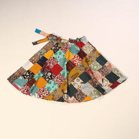 Multicolor Wrap Around Patchwork Cotton Skirt