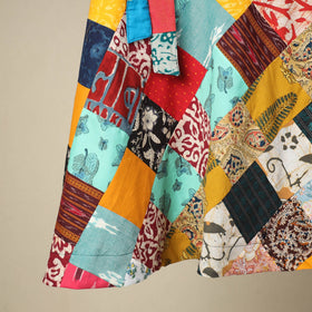 Multicolor Wrap Around Patchwork Cotton Skirt