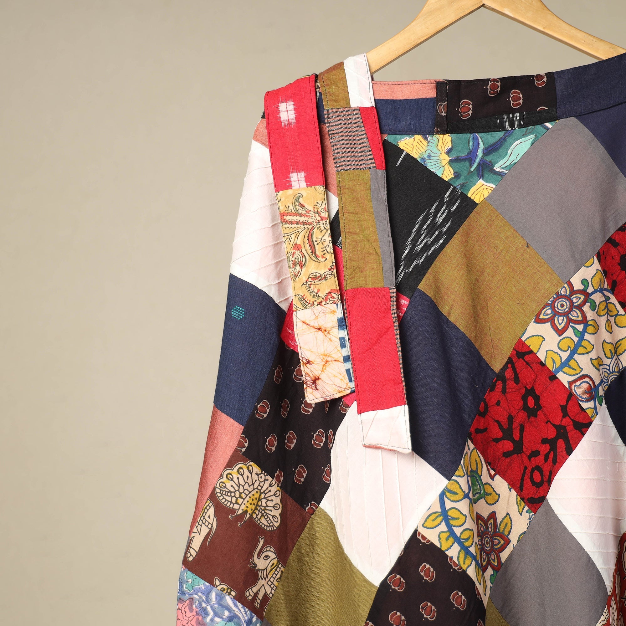 Multicolor Wrap Around Patchwork Cotton Skirt