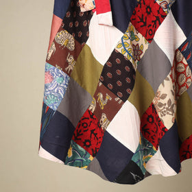 Multicolor Wrap Around Patchwork Cotton Skirt