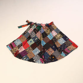 Multicolor Wrap Around Patchwork Cotton Skirt
