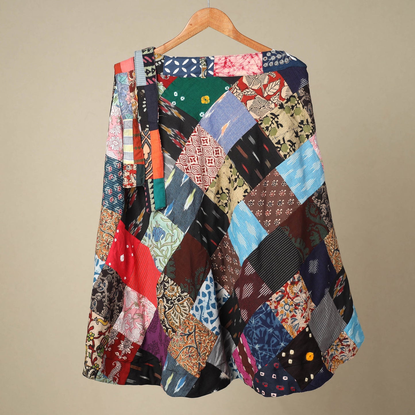 Multicolor Wrap Around Patchwork Cotton Skirt