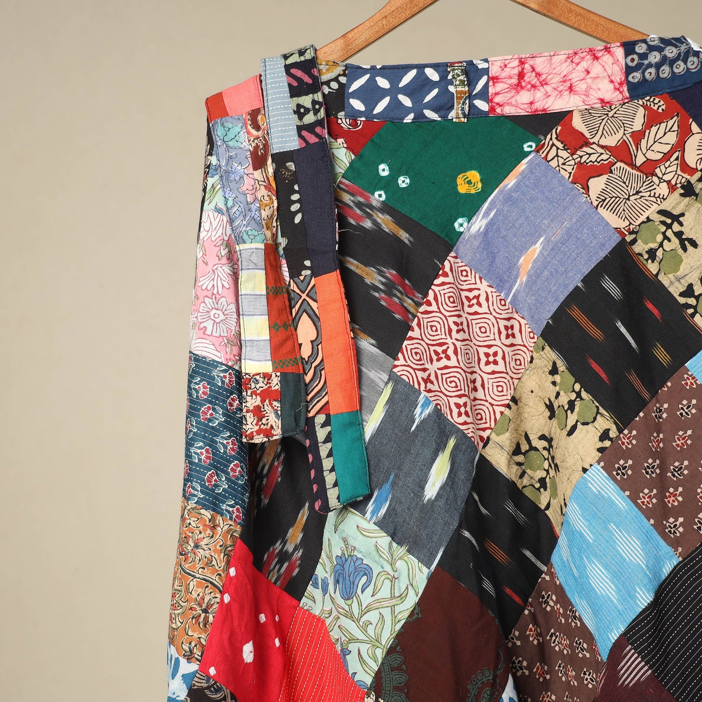 Multicolor Wrap Around Patchwork Cotton Skirt