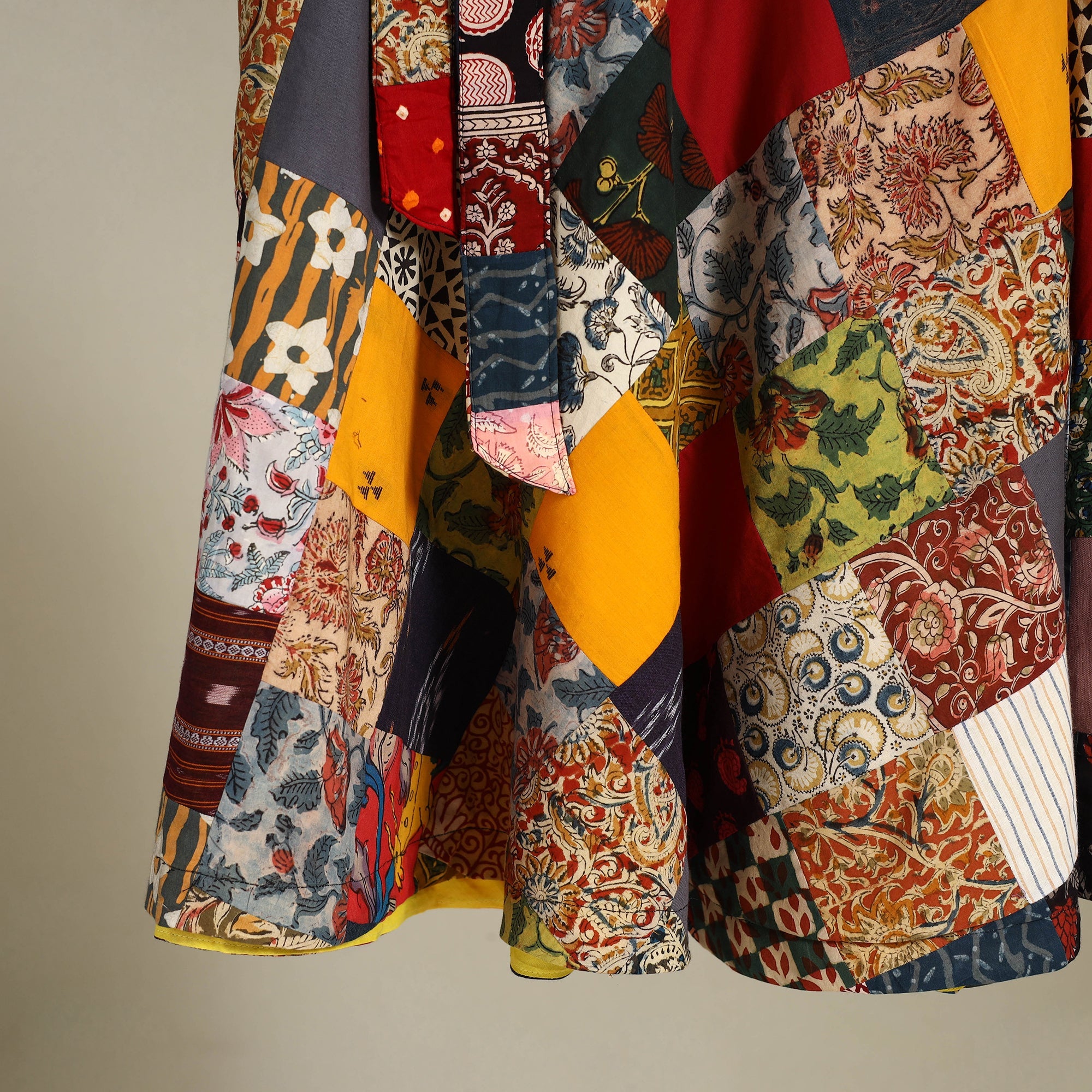 Multicolor - wrap around patchwork cotton skirt 22
