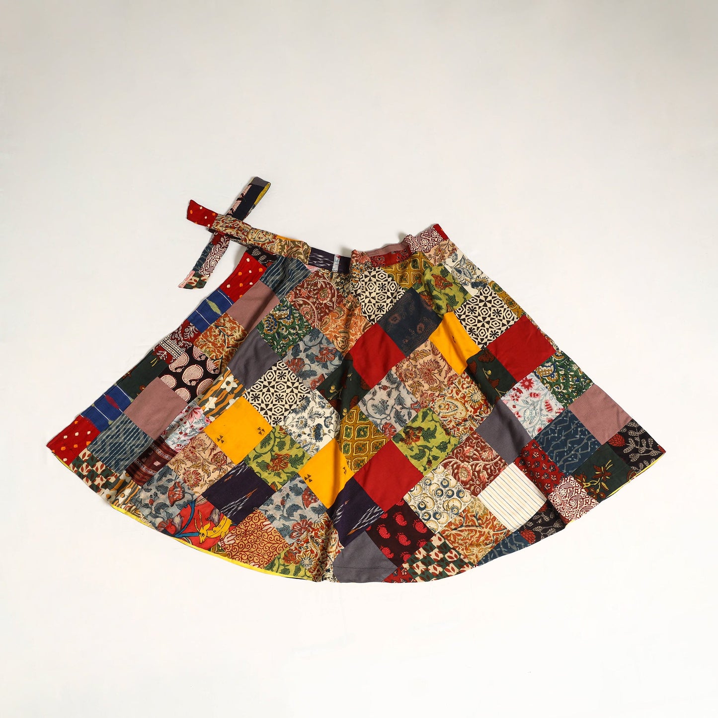 Multicolor - wrap around patchwork cotton skirt 22