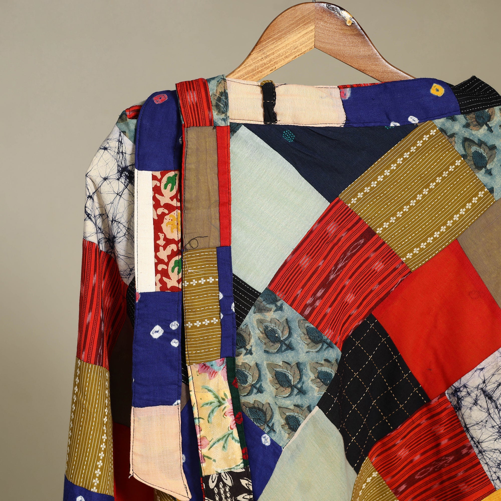 Multicolor Wrap Around Patchwork Cotton Skirt 