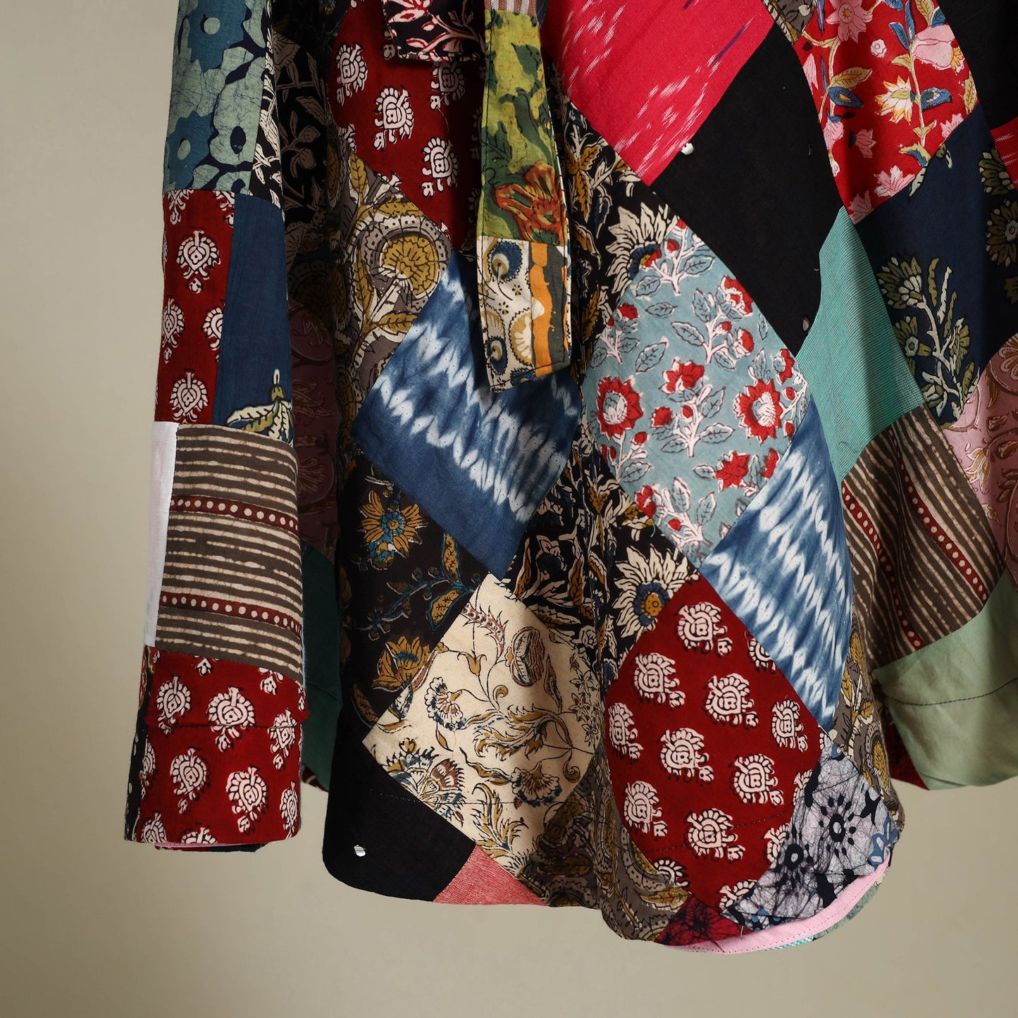 Multicolor Wrap Around Patchwork Cotton Skirt 