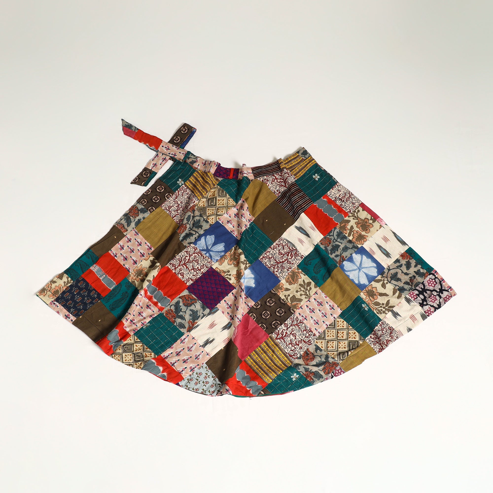Multicolor - wrap around patchwork cotton skirt 27