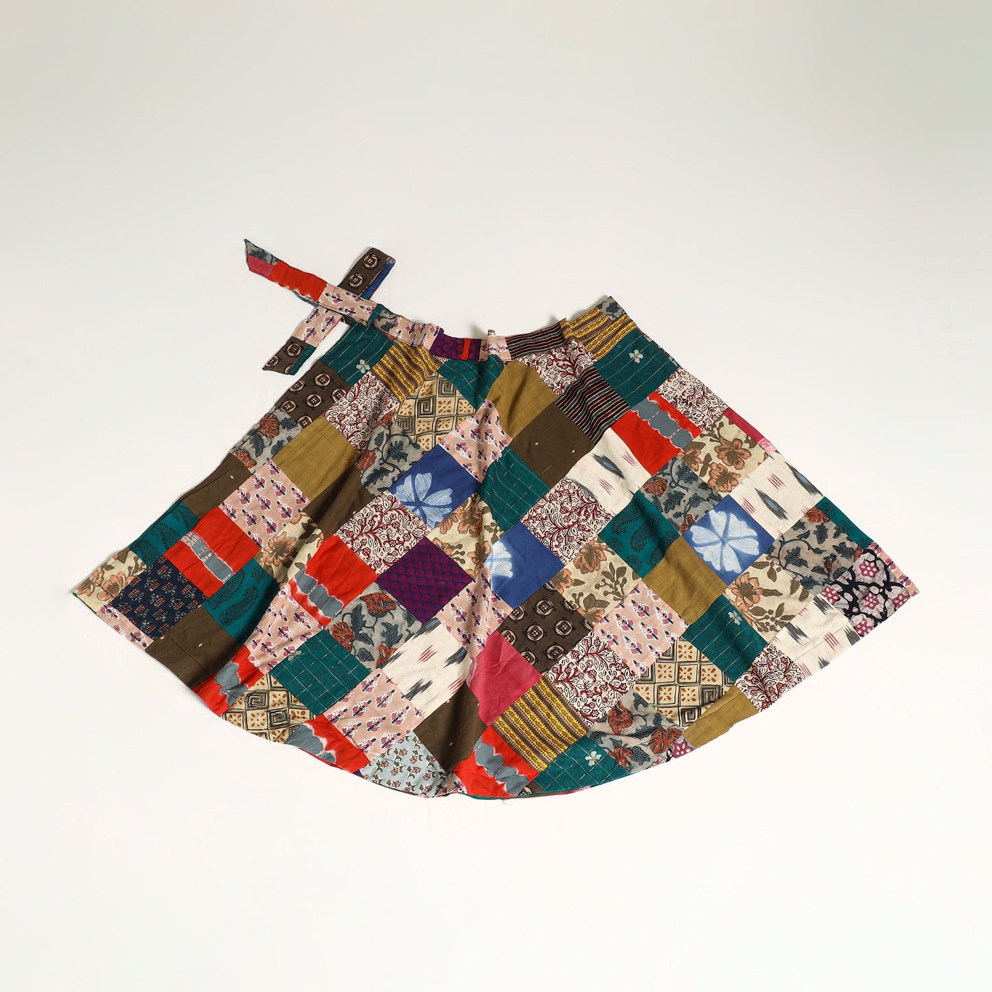 Multicolor - wrap around patchwork cotton skirt 27