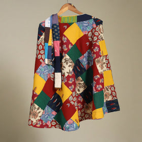 Multicolor Wrap Around Patchwork Cotton Skirt 