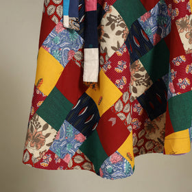 Multicolor Wrap Around Patchwork Cotton Skirt 