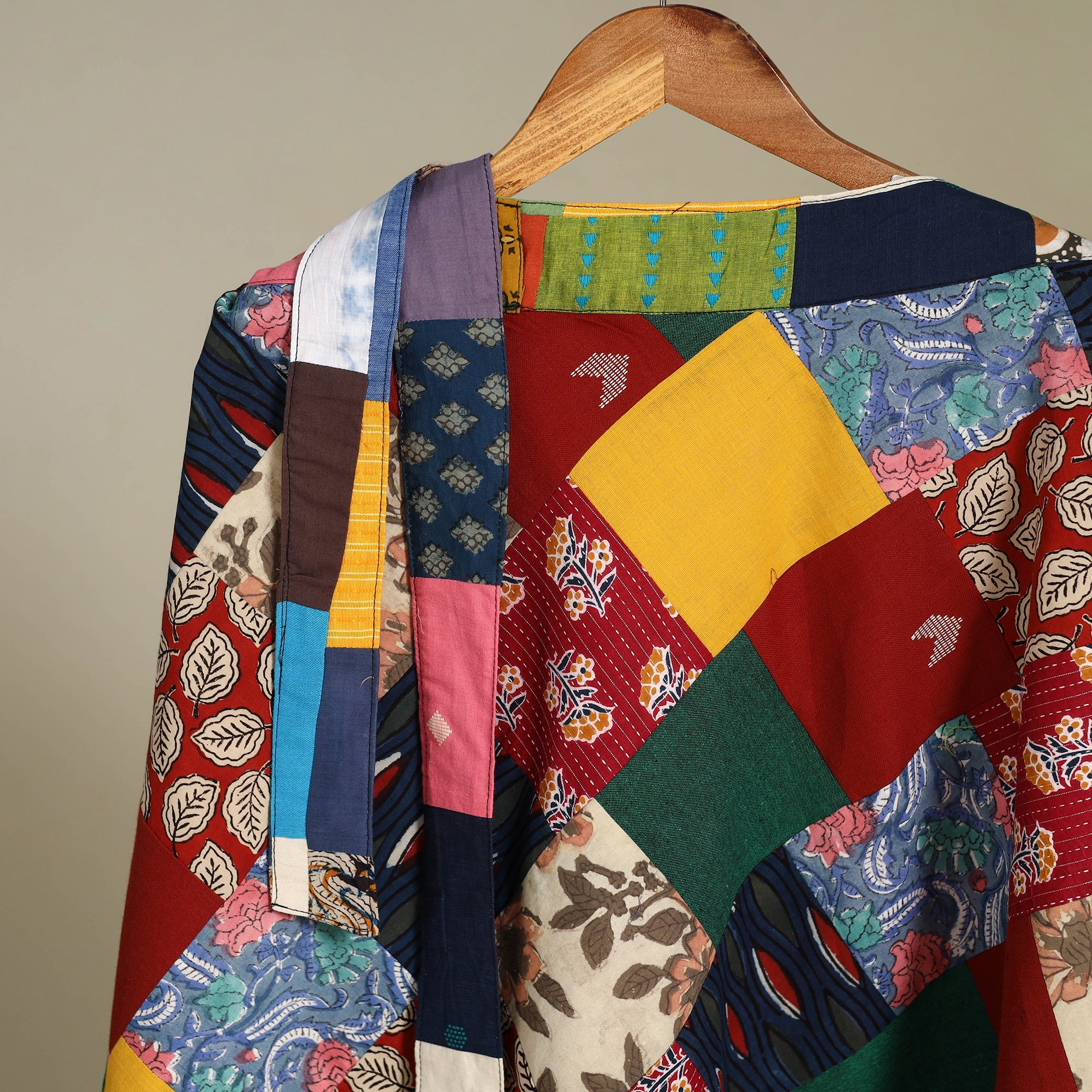 Multicolor Wrap Around Patchwork Cotton Skirt 