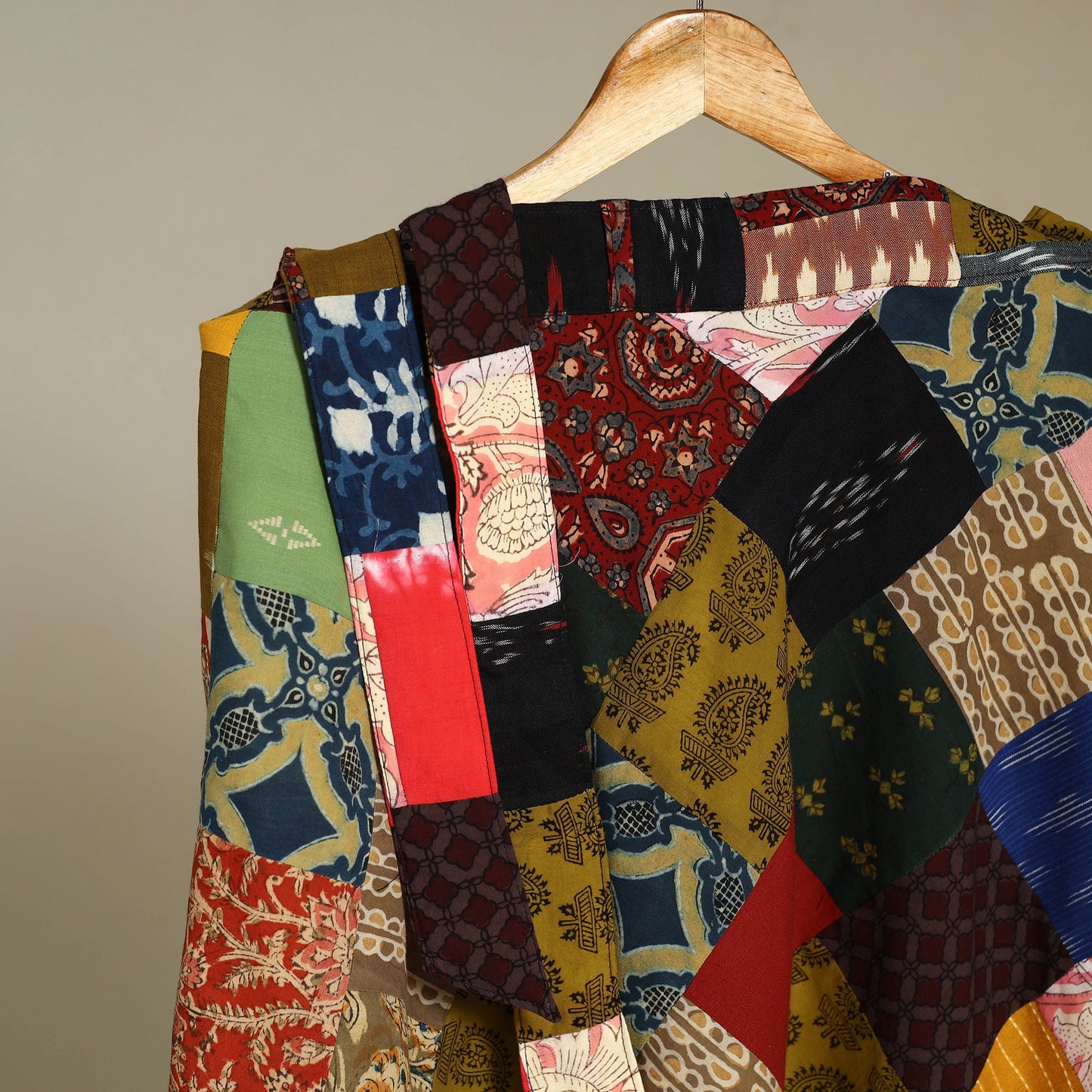 Multicolor Wrap Around Patchwork Cotton Skirt 