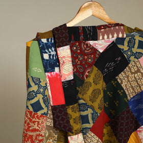 Multicolor Wrap Around Patchwork Cotton Skirt 