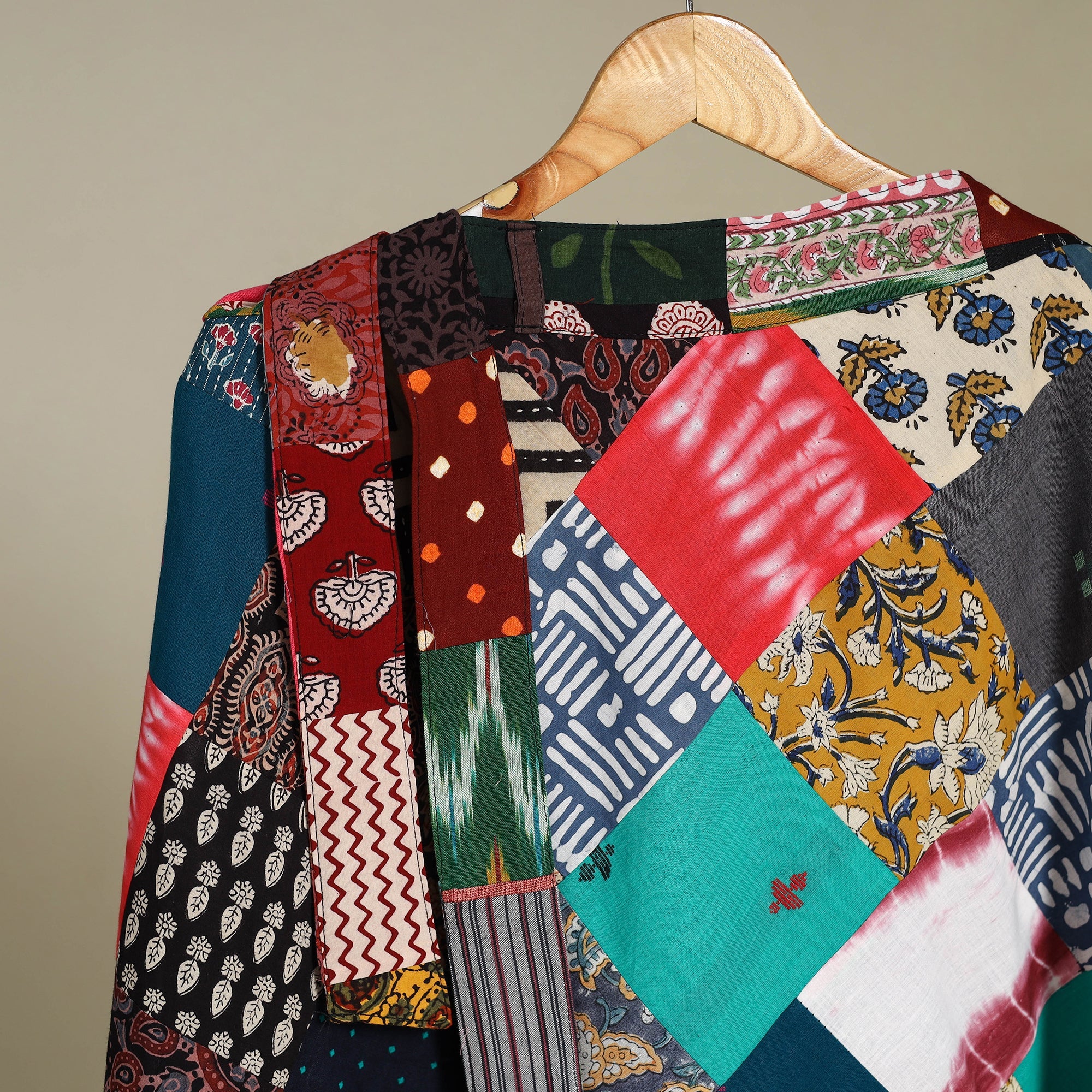 Multicolor Wrap Around Patchwork Cotton Skirt 