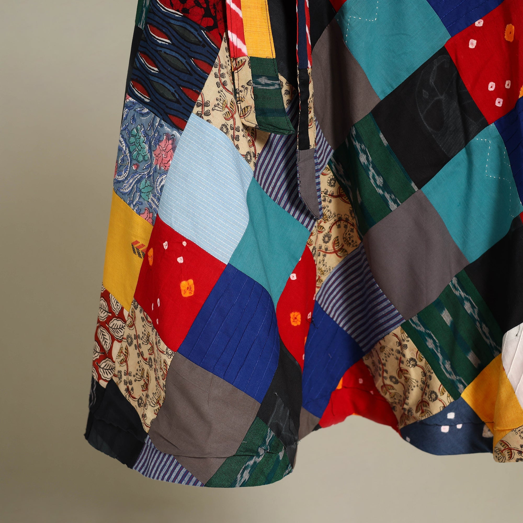 Multicolor - wrap around patchwork cotton skirt 35