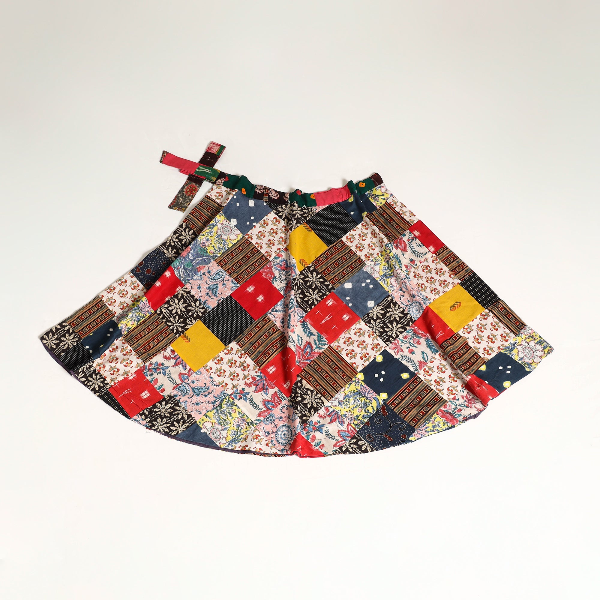 Multicolor - wrap around patchwork cotton skirt 36