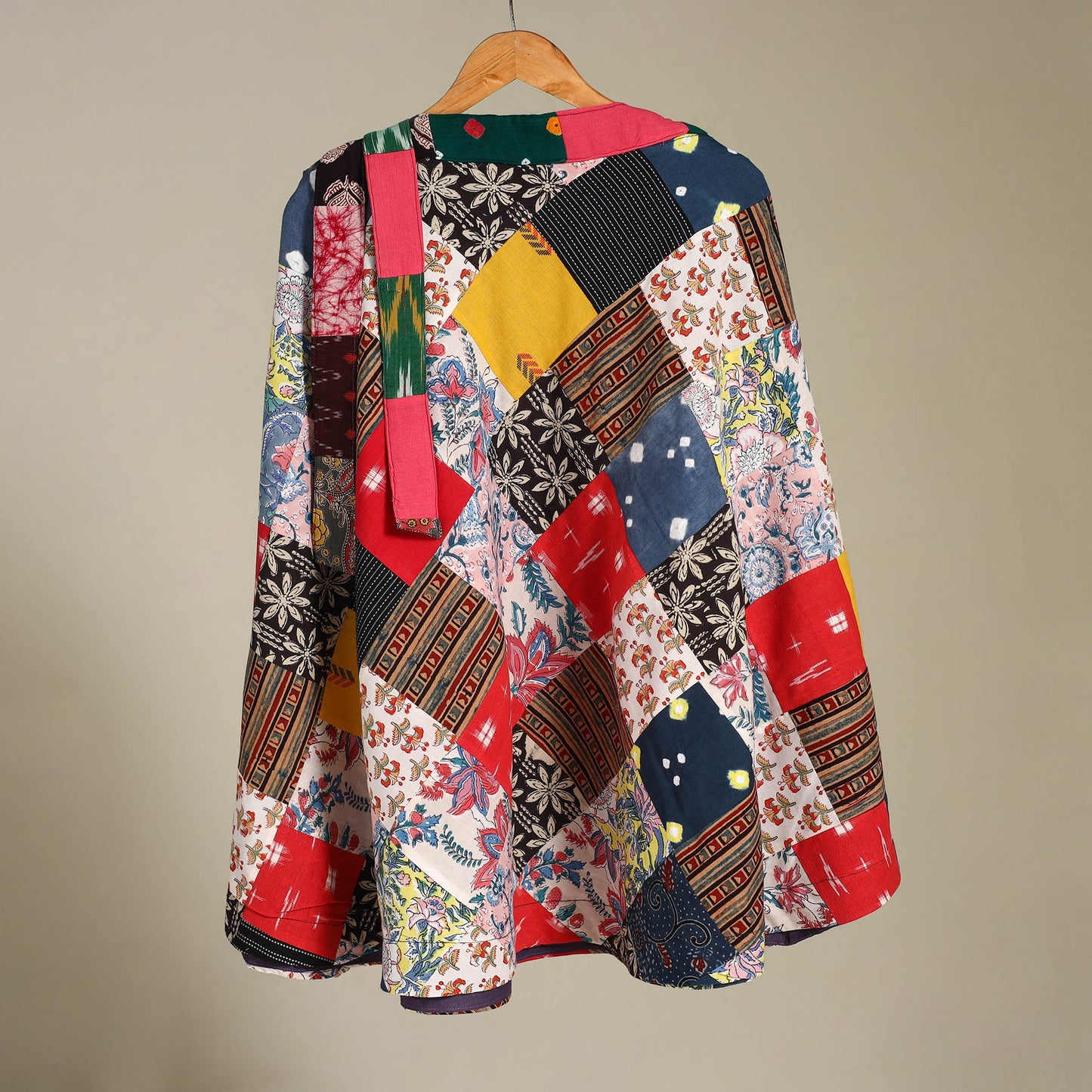 Multicolor - wrap around patchwork cotton skirt 36