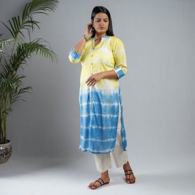 Buy Shibori Tie-Dye Mul Cotton Long Kurta Online at iTokri.com