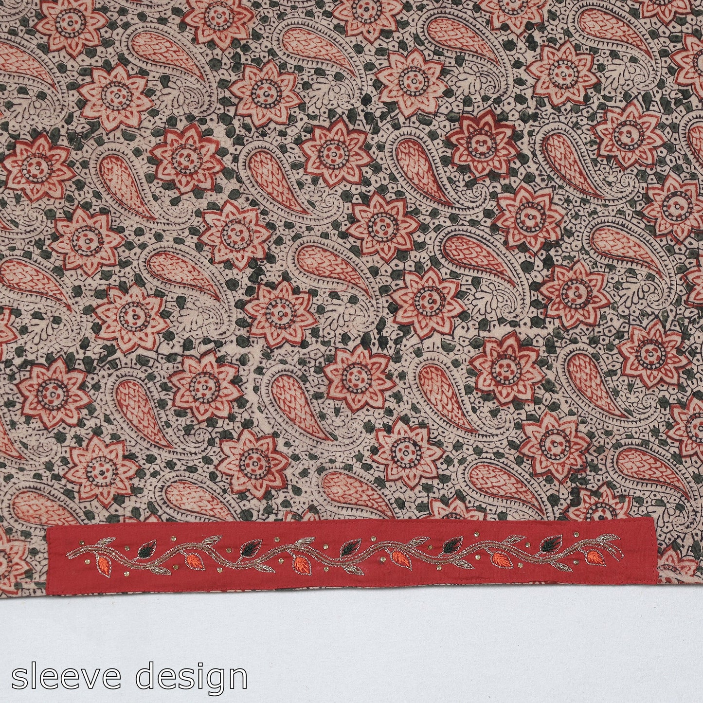 Buy Zardozi Hand Embroidered Kalamkari Cotton Blouse Piece Online at iTokri.com