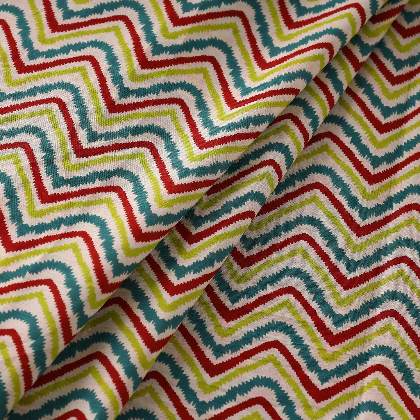 Multicolor Zigzag Cotton Jaipur Print Fabric