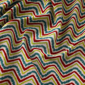 Multicolor Zigzag Cotton Jaipur Print Fabric