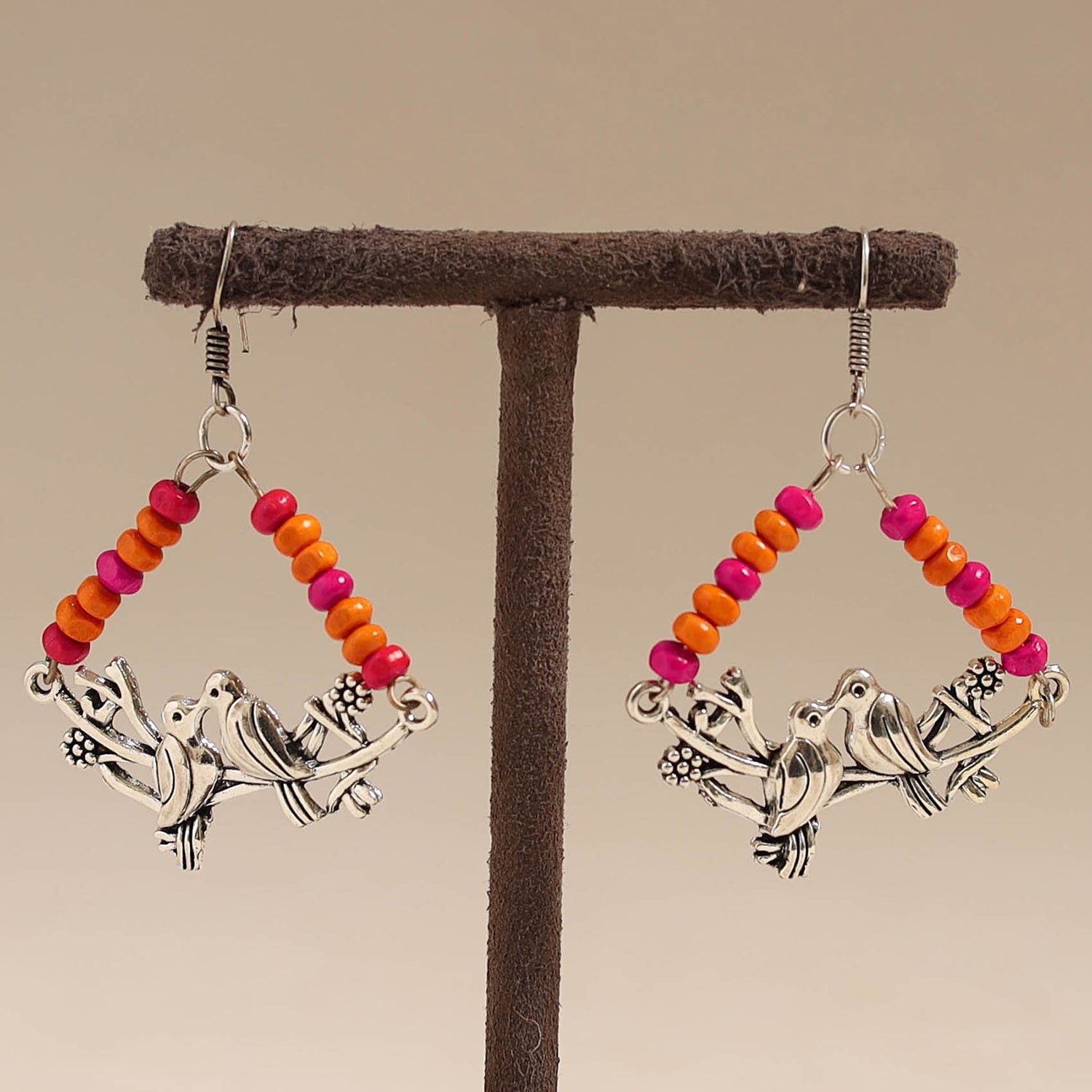 Multicolor - zoya wooden beads earrings with german silver