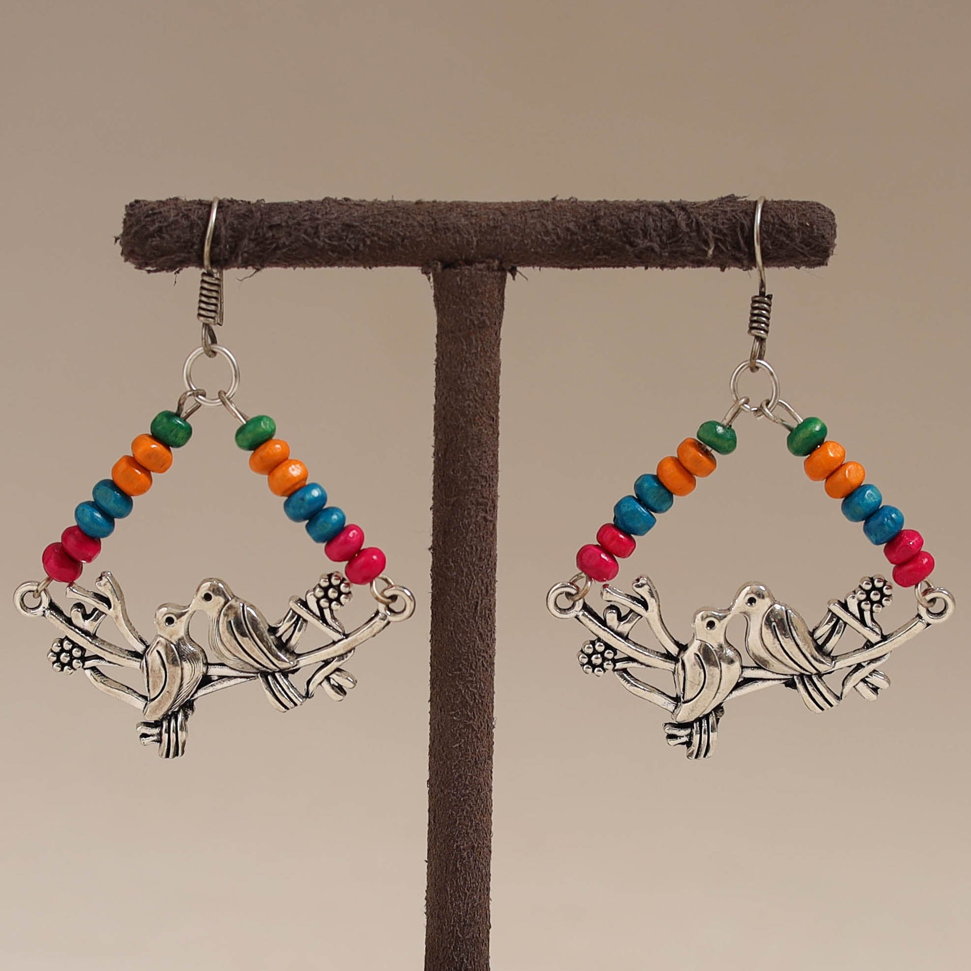 Multicolor - zunaira wooden beads earrings with german