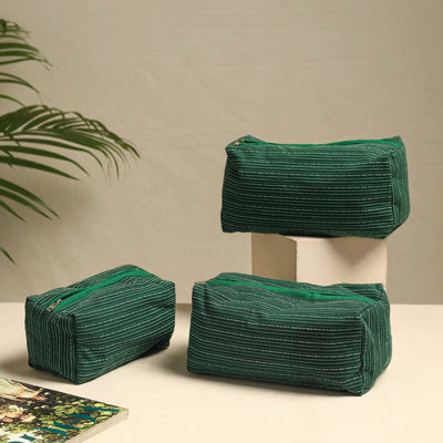  Handmade Cotton Toiletry Bags – Travel Set of 3 