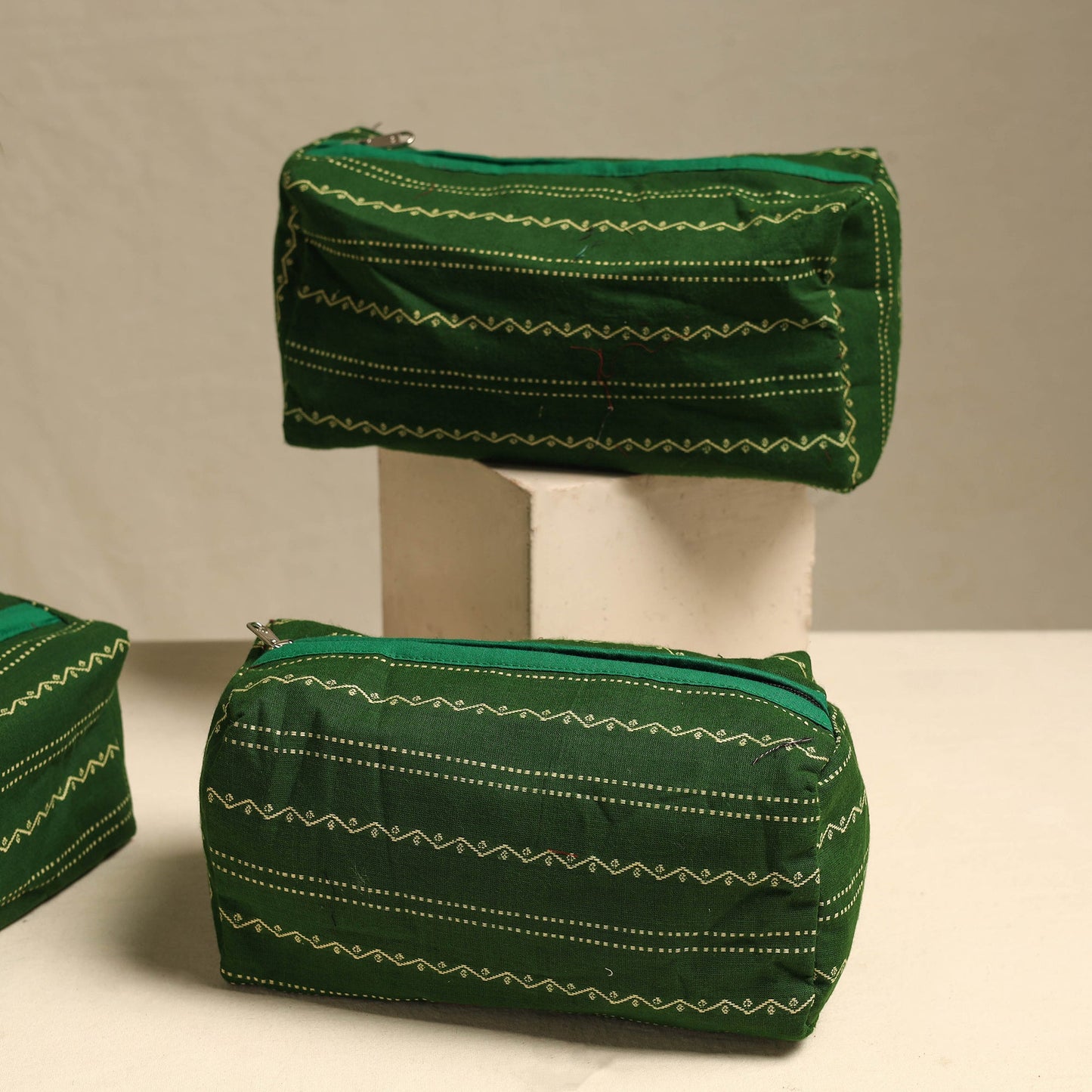  Handmade Cotton Toiletry Bags – Travel Set of 3 