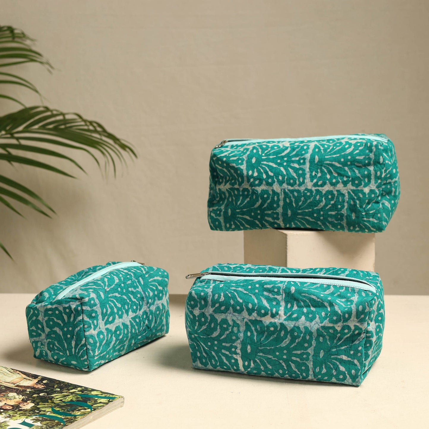  Handmade Cotton Toiletry Bags – Travel Set of 3 