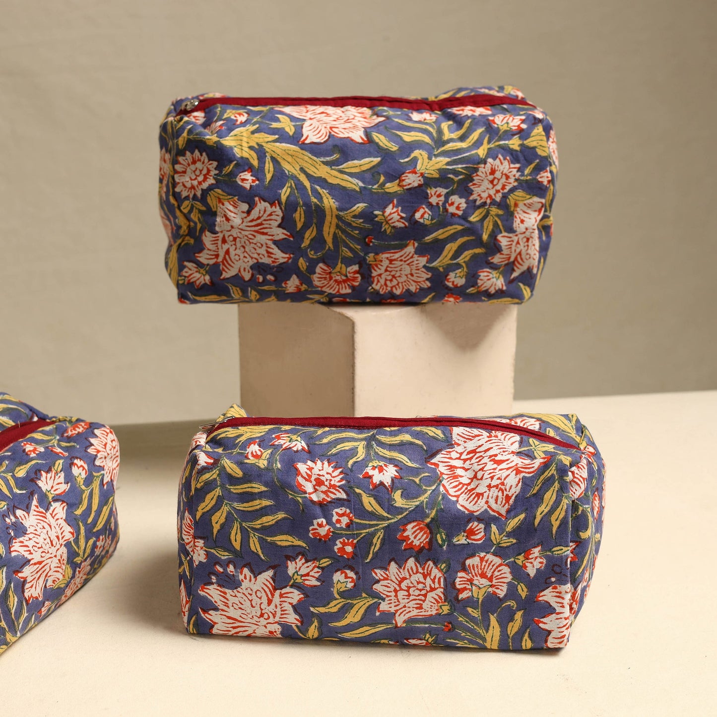  Handmade Cotton Toiletry Bags – Travel Set of 3 