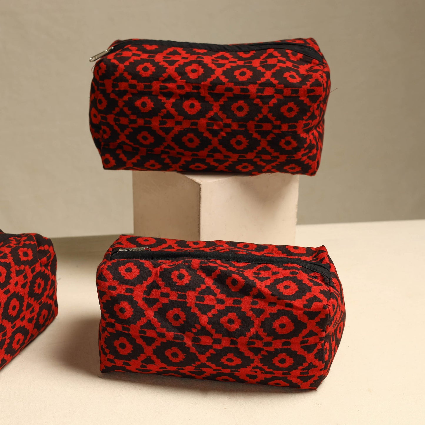  Handmade Cotton Toiletry Bags – Travel Set of 3 