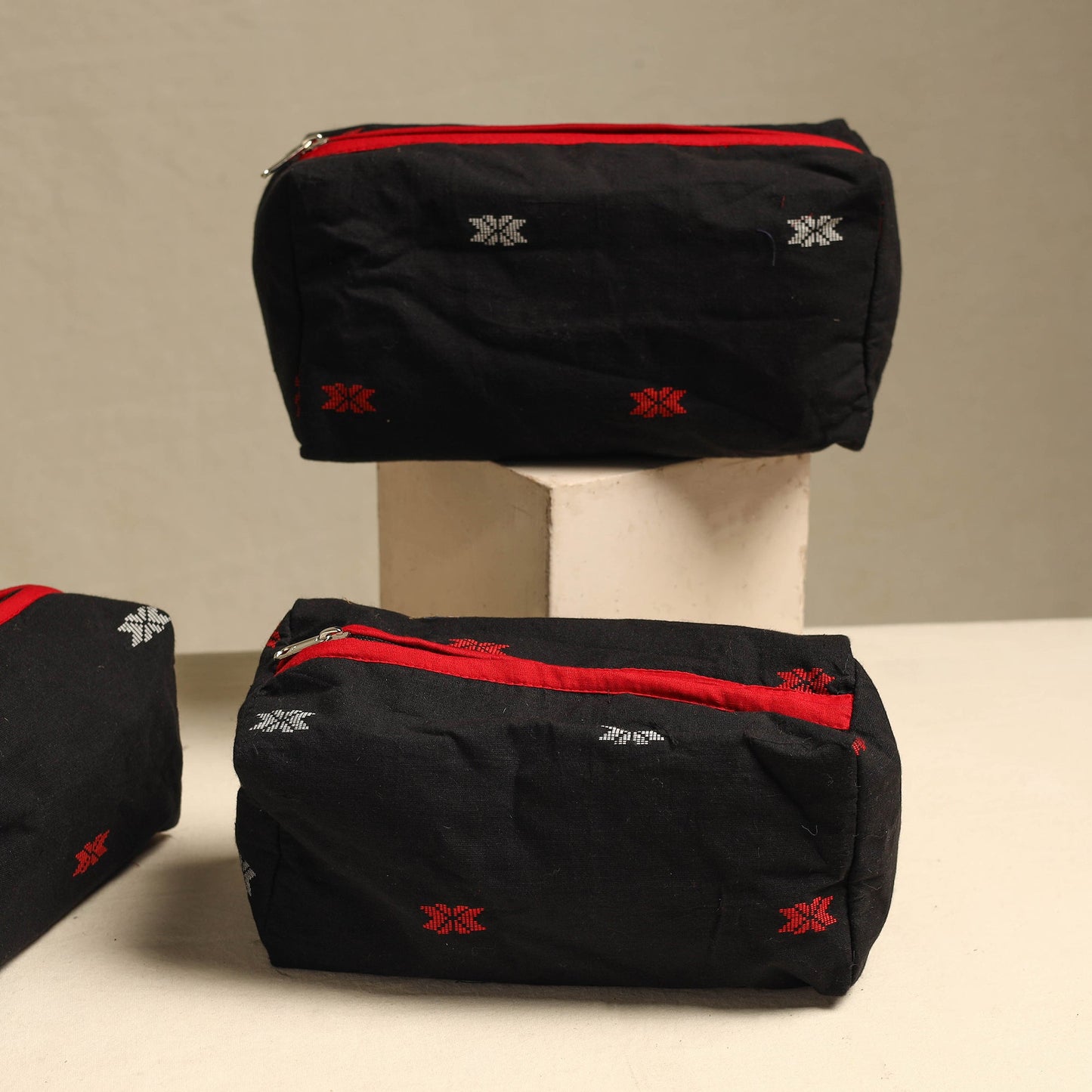  Handmade Cotton Toiletry Bags – Travel Set of 3 